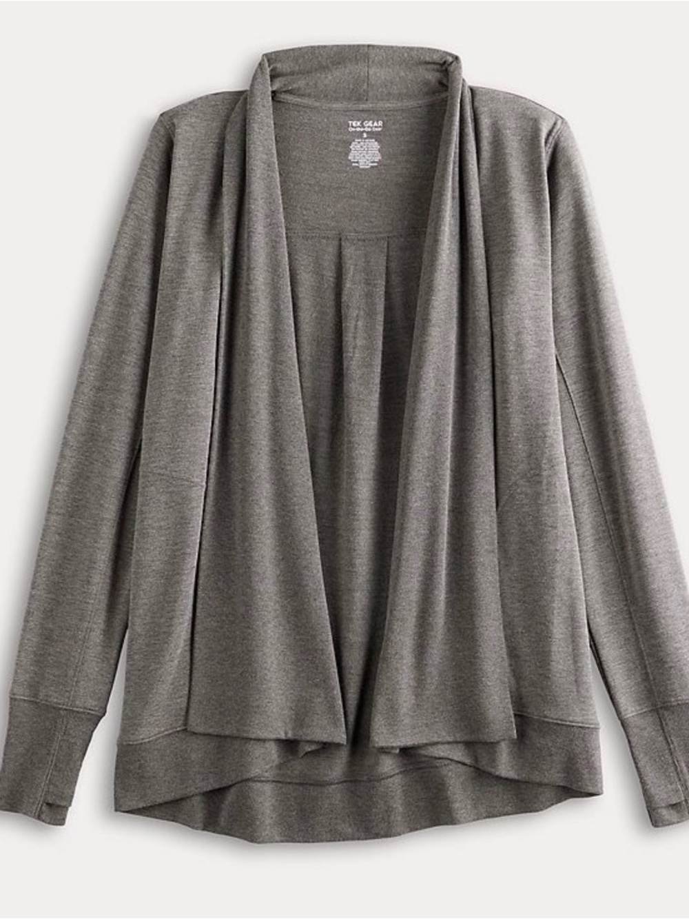 Tek Gear Women’s French Terry Charcoal Gray Open Front Cardigan Wrap EUC Size L - Picture 8 of 9